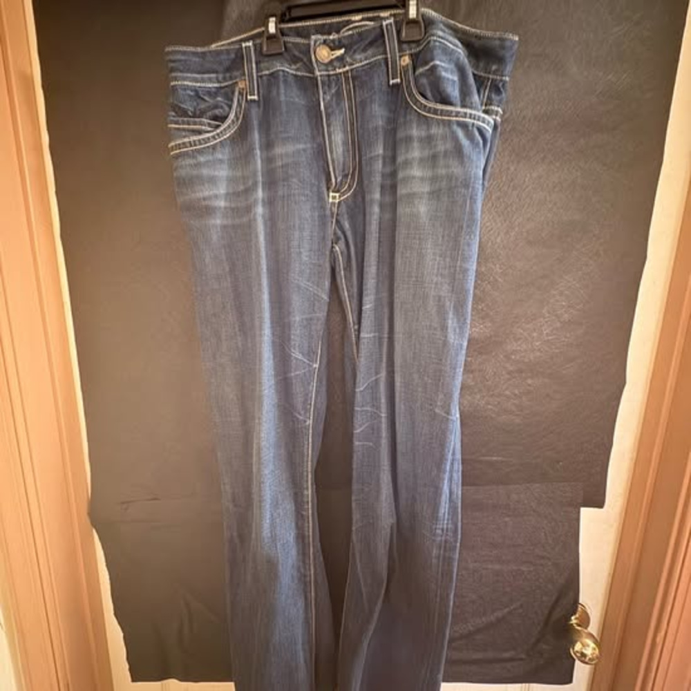 Robin's Jean Dark Indigo Straight-Leg Jeans with Contrast Stitching